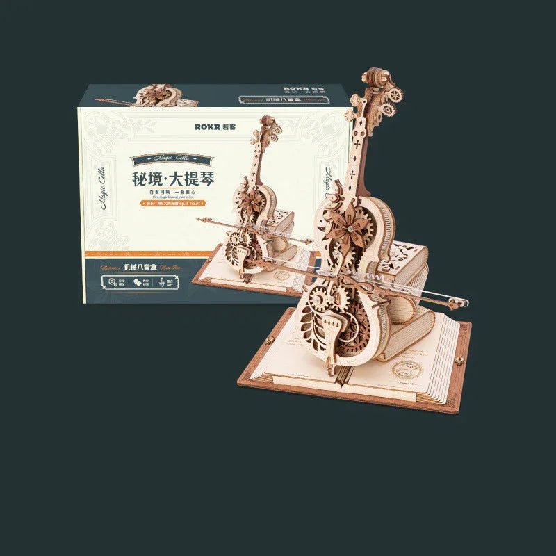 Boîte à huit tons Cello en blocs de construction DIY fait main en bois - IVOIRART.COM