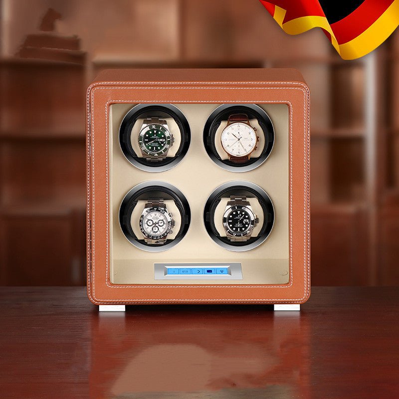 Boîte automatique pour montres mécaniques avec remontoir et rangement 4 emplacements - IVOIRART.COM