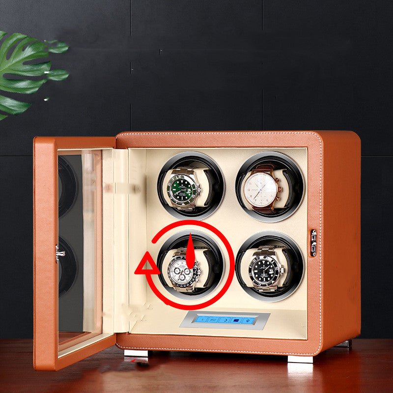 Boîte automatique pour montres mécaniques avec remontoir et rangement 4 emplacements - IVOIRART.COM
