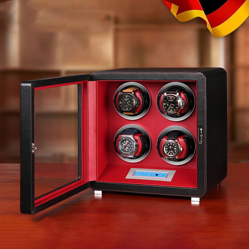 Boîte automatique pour montres mécaniques avec remontoir et rangement 4 emplacements - IVOIRART.COM