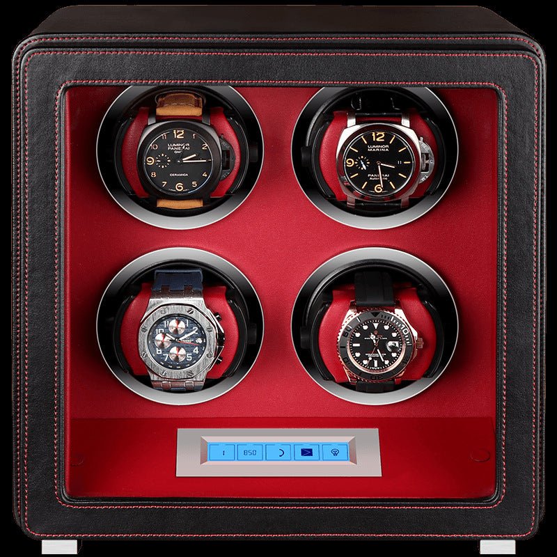Boîte automatique pour montres mécaniques avec remontoir et rangement 4 emplacements - IVOIRART.COM