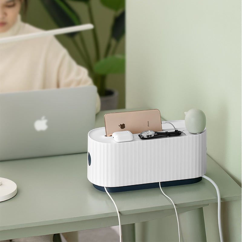 Boîte de Rangement pour Multiprises avec Couvercle, Anti - Poussière, Organiseur pour Câbles et Prises, Gestion de Fils Réseau - IVOIRART.COM