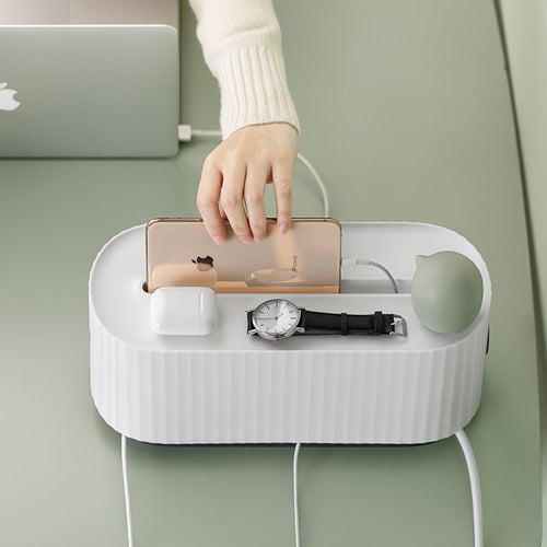 Boîte de Rangement pour Multiprises avec Couvercle, Anti - Poussière, Organiseur pour Câbles et Prises, Gestion de Fils Réseau - IVOIRART.COM
