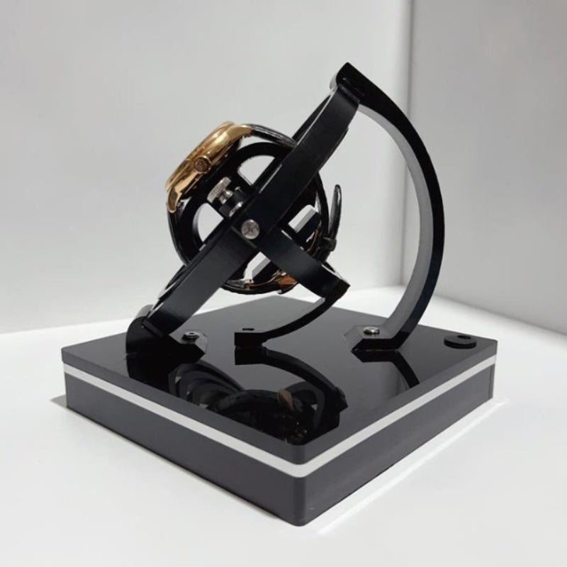 Boîte Rotative Simple pour Remontoir de Montre avec Secteur Stéréo Noir - IVOIRART.COM