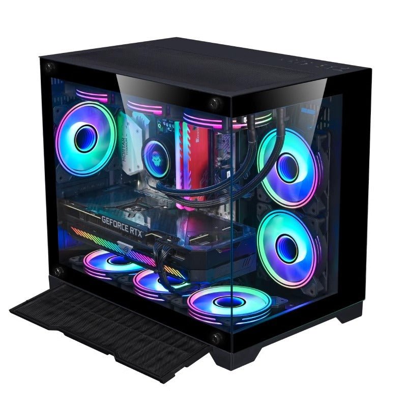 Boîtier Ordinateur de Bureau à Verre Panoramique 360 avec Refroidissement Liquide - IVOIRART.COM