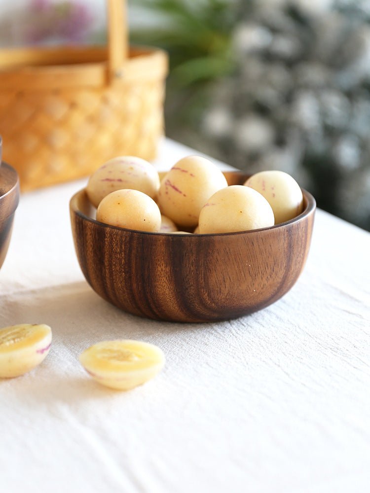 Bol en bois naturel pour cuisine, saladier et corbeille à fruits, usage domestique et restauration, ustensile en bois, résistance à la chaleur, dimensions variées - IVOIRART.COM