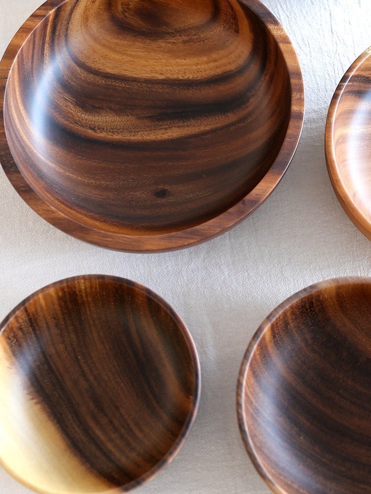 Bol en bois naturel pour cuisine, saladier et corbeille à fruits, usage domestique et restauration, ustensile en bois, résistance à la chaleur, dimensions variées - IVOIRART.COM