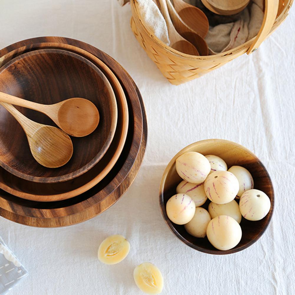 Bol en bois naturel pour cuisine, saladier et corbeille à fruits, usage domestique et restauration, ustensile en bois, résistance à la chaleur, dimensions variées - IVOIRART.COM