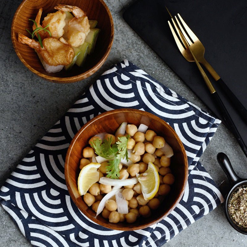 Bol en bois style japonais grand et petit pour riz, soupe, salade, ustensiles - IVOIRART.COM