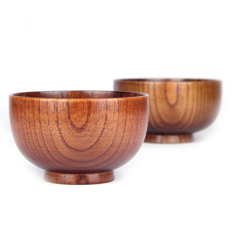 Bol en bois style japonais grand et petit pour riz, soupe, salade, ustensiles - IVOIRART.COM