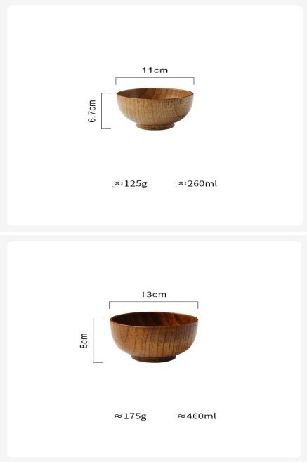 Bol en bois style japonais grand et petit pour riz, soupe, salade, ustensiles - IVOIRART.COM