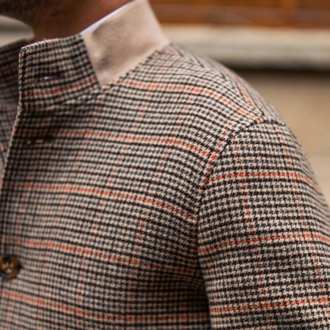 Bomber court en tweed polaire coupe slim col montant, laine 70% polyester marron - IVOIRART.COM