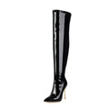 Bottes à talons aiguilles en cuir verni européen et américain au - dessus du genou - IVOIRART.COM