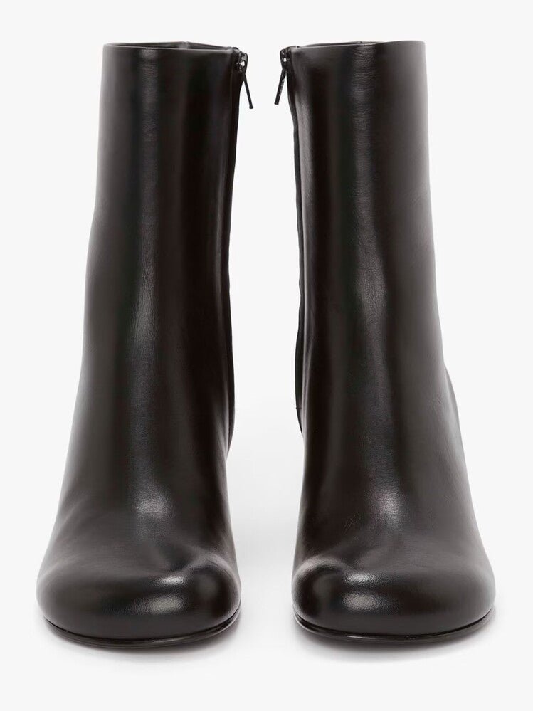 Bottes blanches à bout rond, talon moyen et semelle en tendon de bœuf élégantes - IVOIRART.COM