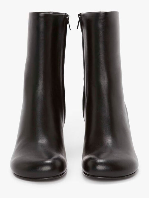 Bottes blanches à bout rond, talon moyen et semelle en tendon de bœuf élégantes - IVOIRART.COM