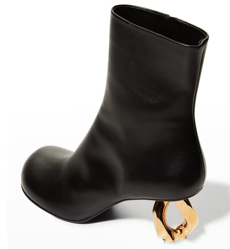 Bottes blanches à bout rond, talon moyen et semelle en tendon de bœuf élégantes - IVOIRART.COM