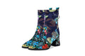 Bottes courtes brodées style ethnique en velours mouton avec talon épais - IVOIRART.COM