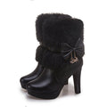 Bottes Courtes d'Automne Hiver Femme Princesse Douce Talon Épais 10cm - IVOIRART.COM