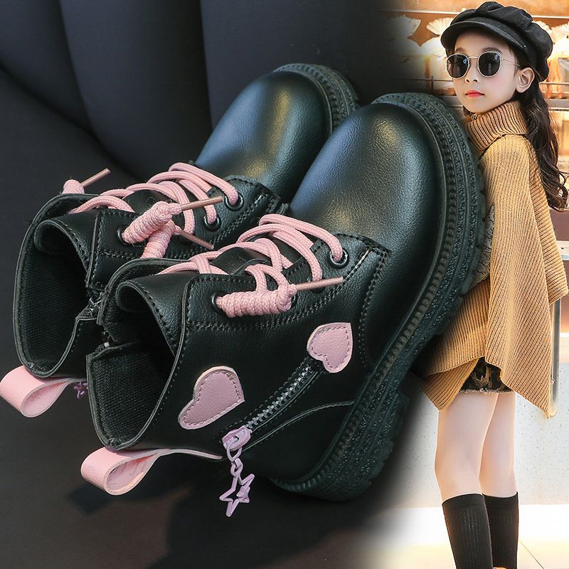 Bottes Courtes Style Britannique pour Fille, Chaussures de Marche avec Doublure Coton Chauffante - IVOIRART.COM