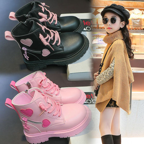 Bottes Courtes Style Britannique pour Fille, Chaussures de Marche avec Doublure Coton Chauffante - IVOIRART.COM