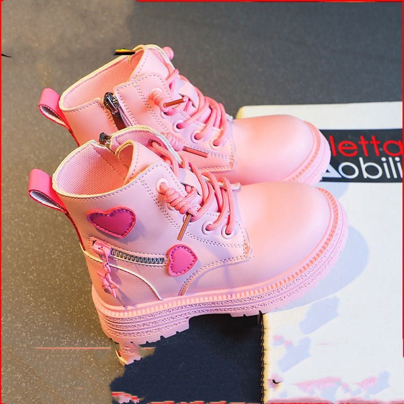 Bottes Courtes Style Britannique pour Fille, Chaussures de Marche avec Doublure Coton Chauffante - IVOIRART.COM