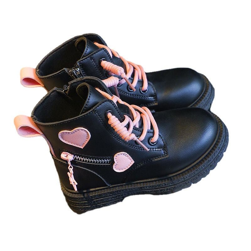 Bottes Courtes Style Britannique pour Fille, Chaussures de Marche avec Doublure Coton Chauffante - IVOIRART.COM