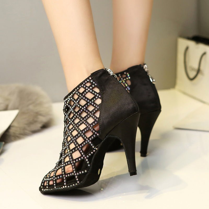 Bottes de danse en satin à diamants évidés, élégantes et légères - IVOIRART.COM