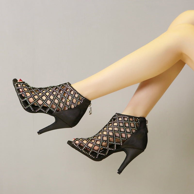 Bottes de danse en satin à diamants évidés, élégantes et légères - IVOIRART.COM