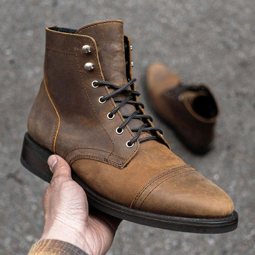 Bottes de travail rétro pour hommes à bout rond, style vintage robuste et confortable - IVOIRART.COM