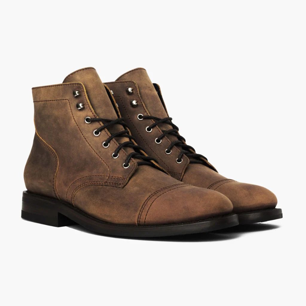 Bottes de travail rétro pour hommes à bout rond, style vintage robuste et confortable - IVOIRART.COM