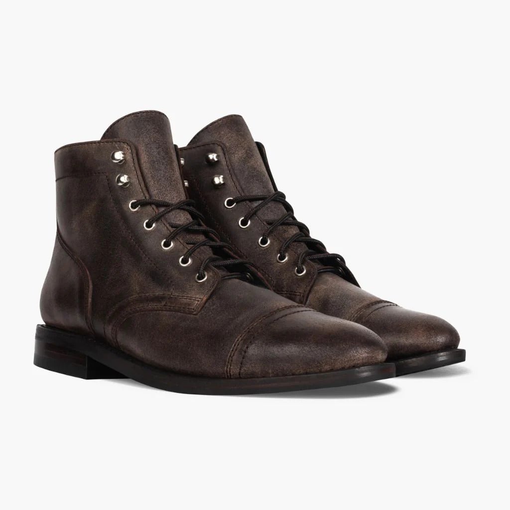 Bottes de travail rétro pour hommes à bout rond, style vintage robuste et confortable - IVOIRART.COM