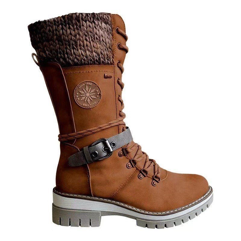 Bottes d'hiver et d'automne pour femmes, style européen et américain, hautes et chaudes - IVOIRART.COM