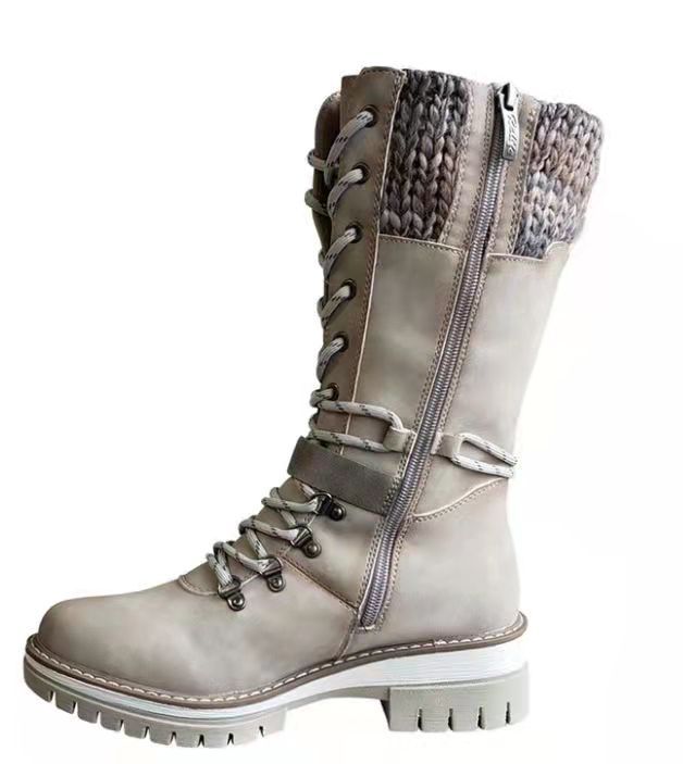 Bottes d'hiver et d'automne pour femmes, style européen et américain, hautes et chaudes - IVOIRART.COM