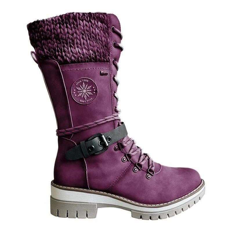 Bottes d'hiver et d'automne pour femmes, style européen et américain, hautes et chaudes - IVOIRART.COM