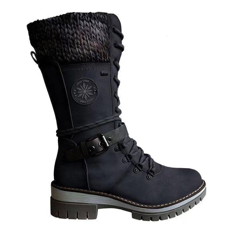 Bottes d'hiver et d'automne pour femmes, style européen et américain, hautes et chaudes - IVOIRART.COM