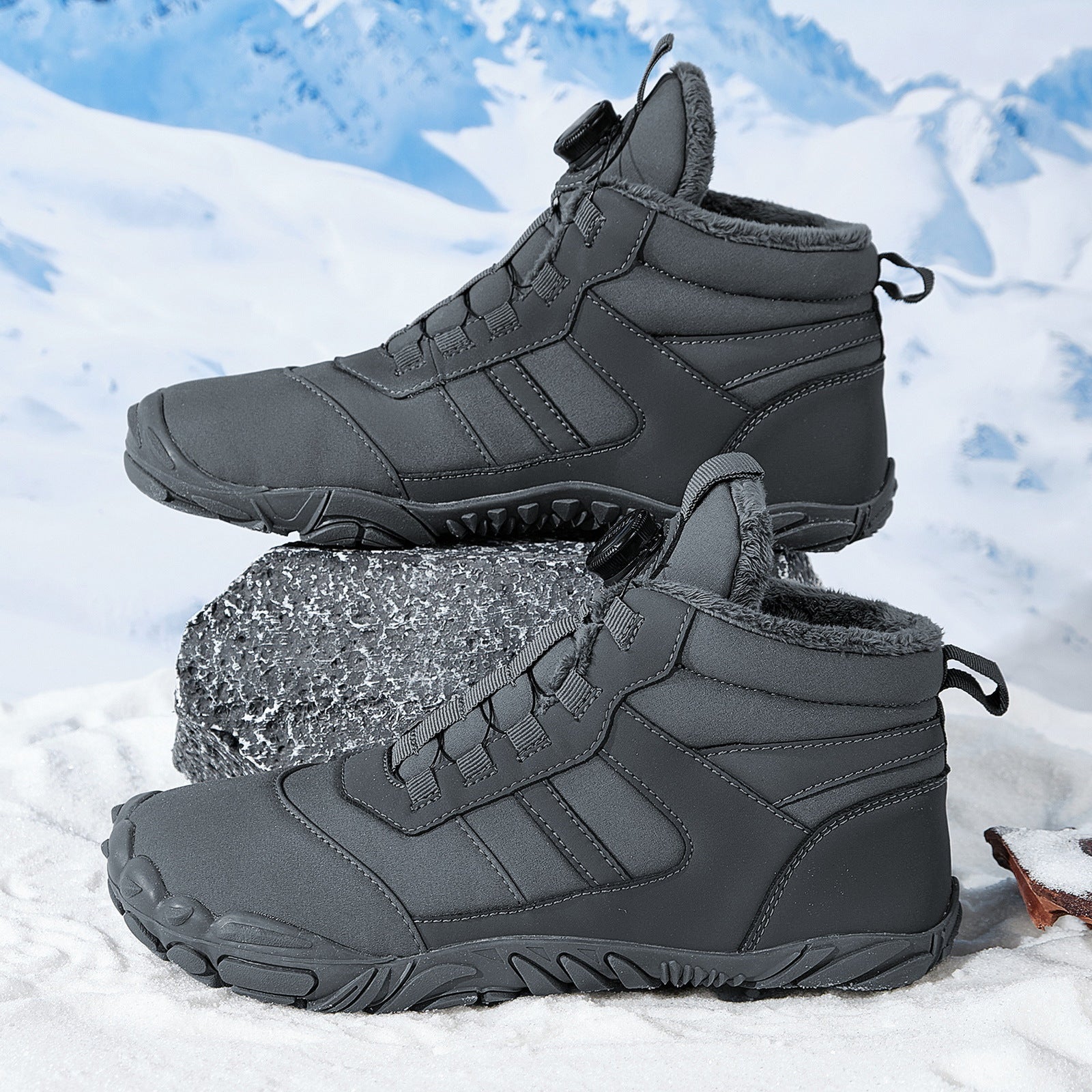 Bottes d'hiver extérieures en velours matelassé avec pompons, mode unie - IVOIRART.COM
