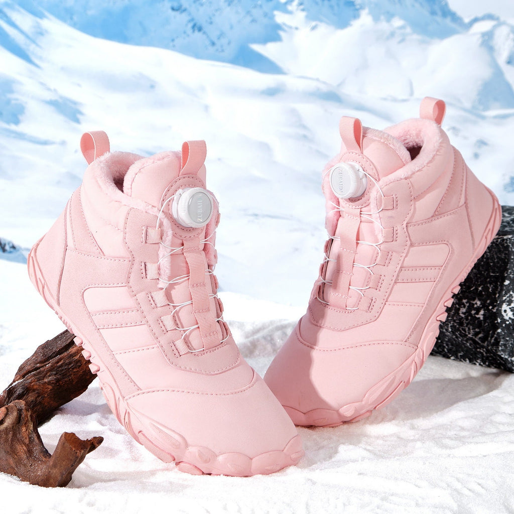 Bottes d'hiver extérieures en velours matelassé avec pompons, mode unie - IVOIRART.COM