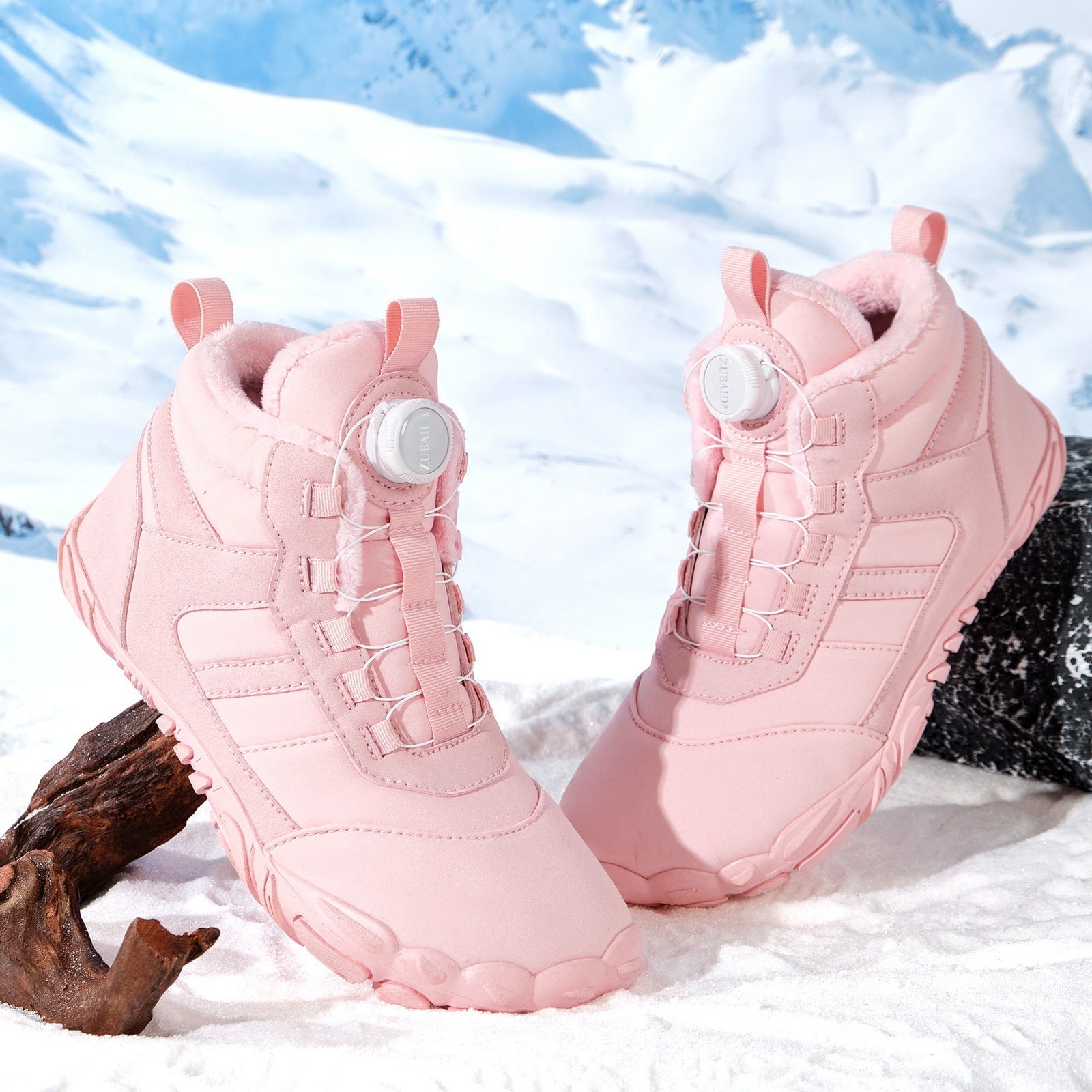 Bottes d'hiver extérieures en velours matelassé avec pompons, mode unie - IVOIRART.COM
