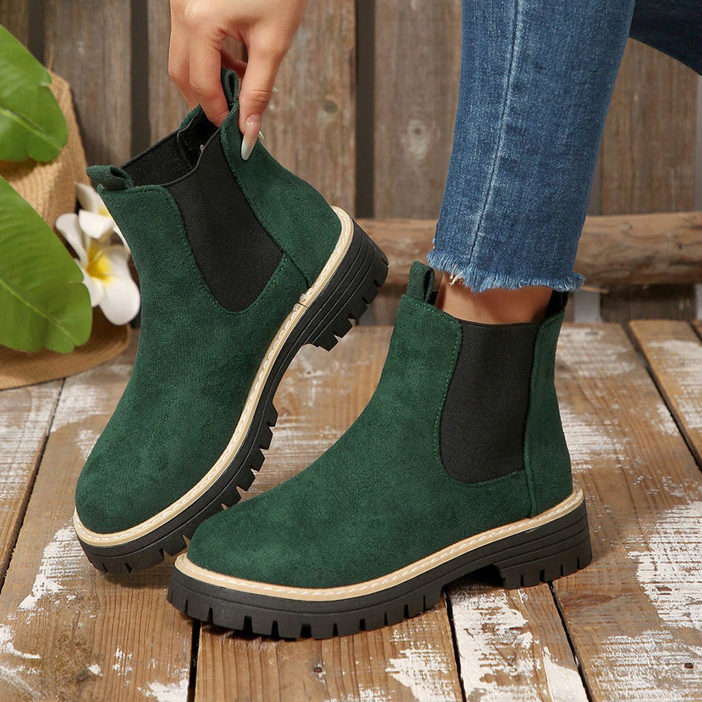 Bottes élégantes pour femmes à bout rond, polyvalentes et décontractées - IVOIRART.COM