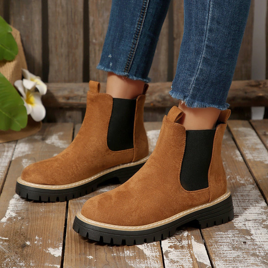 Bottes élégantes pour femmes à bout rond, polyvalentes et décontractées - IVOIRART.COM