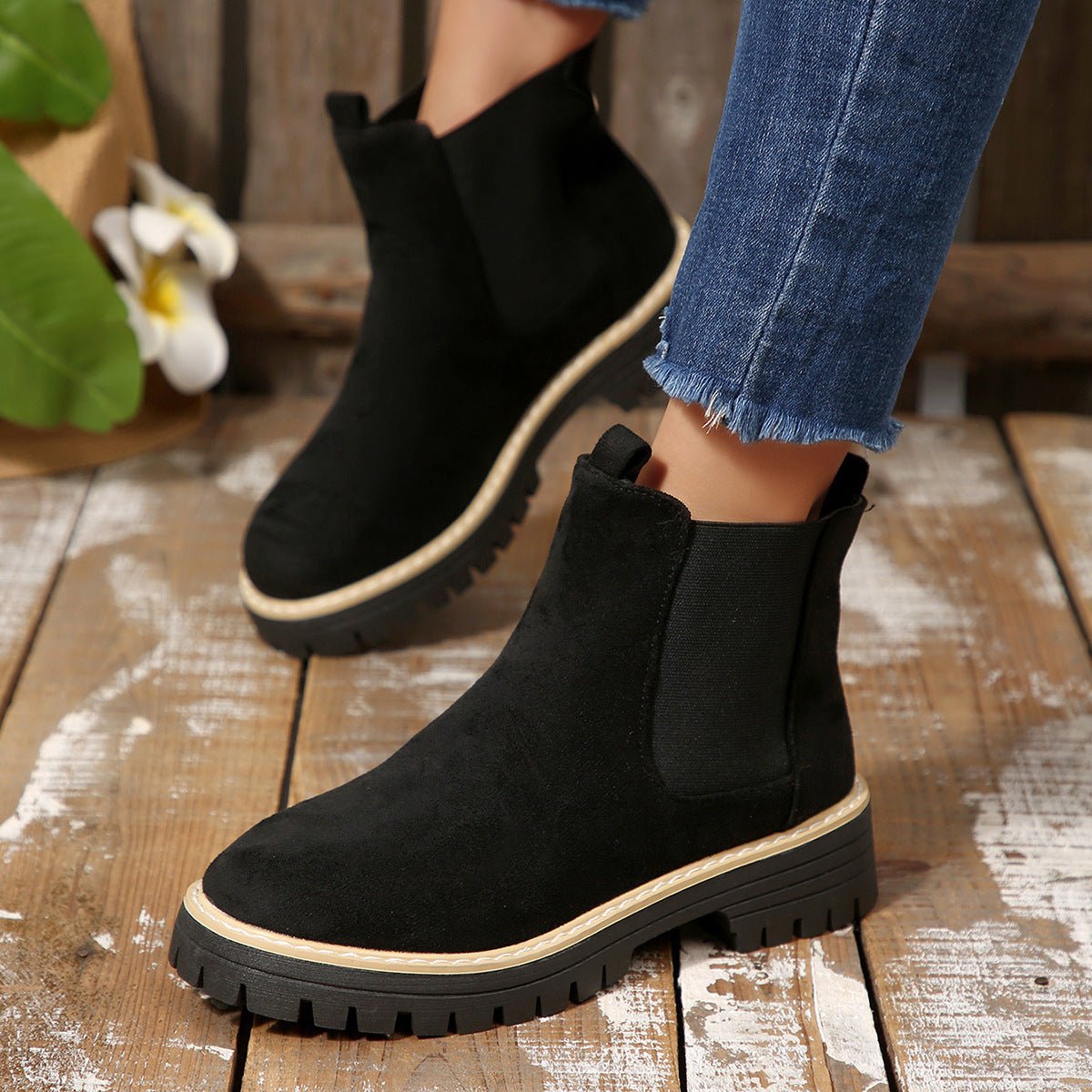 Bottes élégantes pour femmes à bout rond, polyvalentes et décontractées - IVOIRART.COM