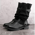 Bottes en laine à tige moyenne, style européen et américain, talon plat épais - IVOIRART.COM