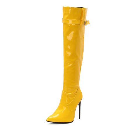 Bottes femme à talons aiguilles, bout pointu, cuissardes au-dessus du genou - IVOIRART.COM