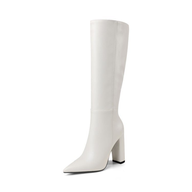 Bottes hautes à talons épais pointus pour femme, automne et hiver élégantes - IVOIRART.COM