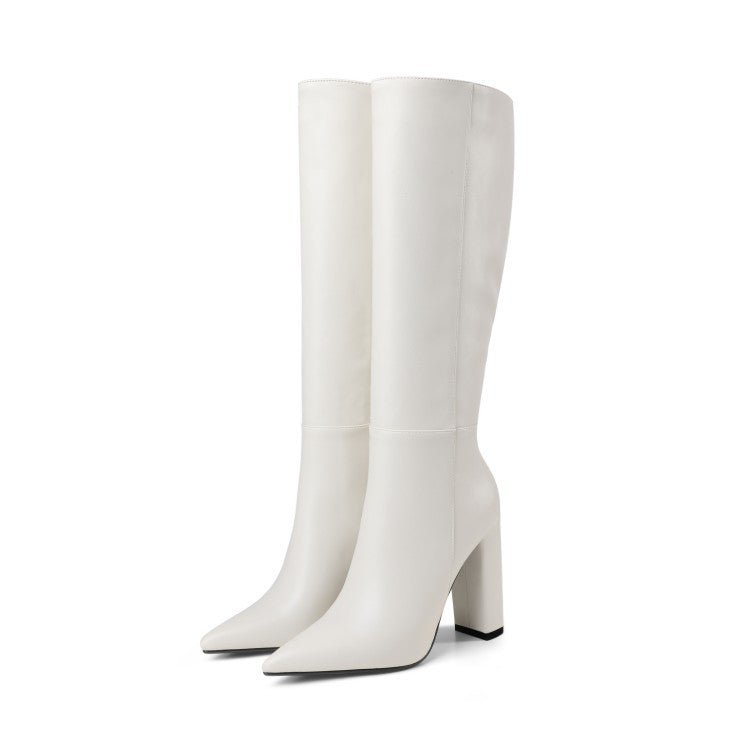 Bottes hautes à talons épais pointus pour femme, automne et hiver élégantes - IVOIRART.COM
