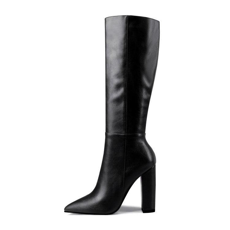 Bottes hautes à talons épais pointus pour femme, automne et hiver élégantes - IVOIRART.COM