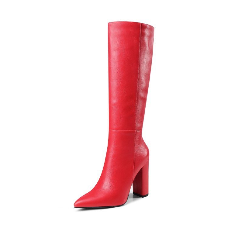 Bottes hautes à talons épais pointus pour femme, automne et hiver élégantes - IVOIRART.COM