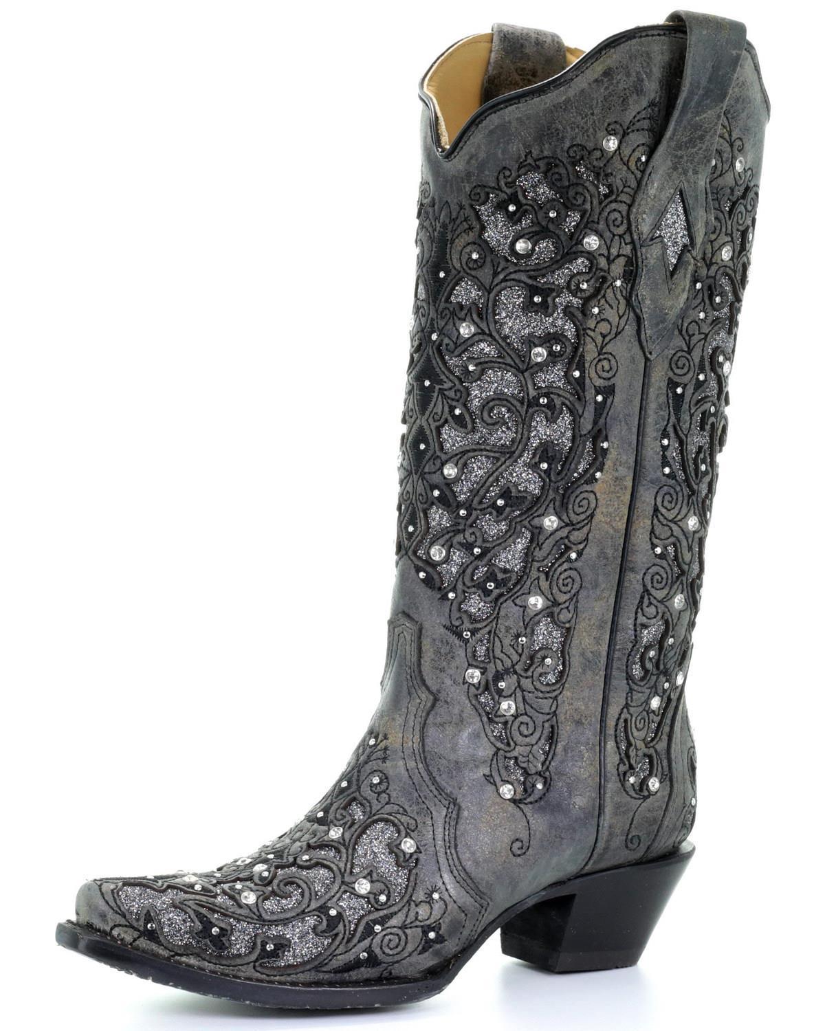 Bottes hautes ornées de strass pour femme à talon moyen – Élégance et confort - IVOIRART.COM