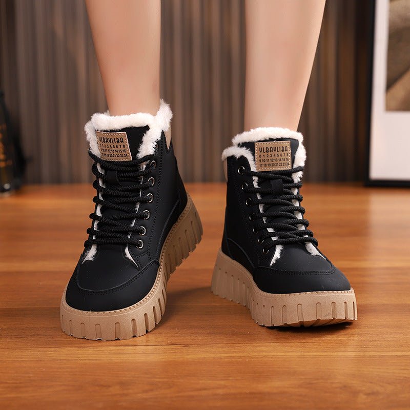 Bottes hautes pour femmes, doublure polaire, style Dr Martens, semelle épaisse, décontractées - IVOIRART.COM