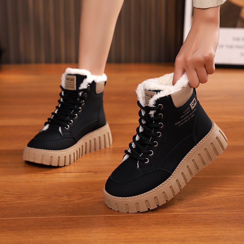 Bottes hautes pour femmes, doublure polaire, style Dr Martens, semelle épaisse, décontractées - IVOIRART.COM